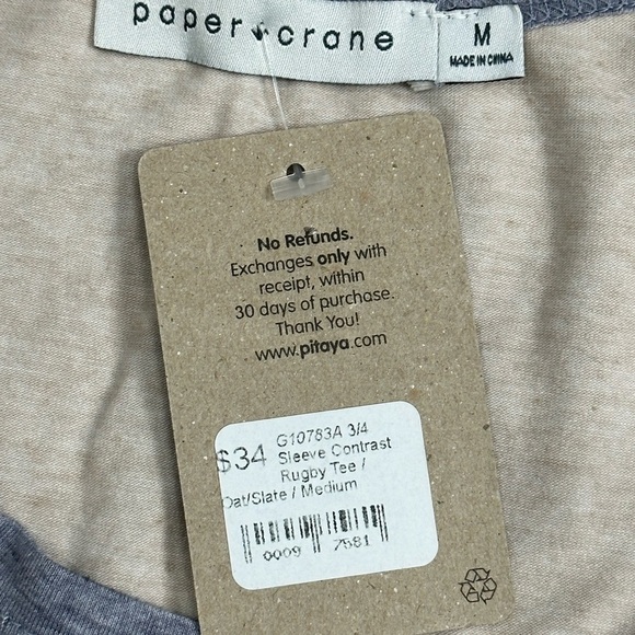 Women's Pitaya Medium 8 - 10 Crewneck Shirt Tan Gray Baseball Tee Raglan Stretch - Picture 8 of 8